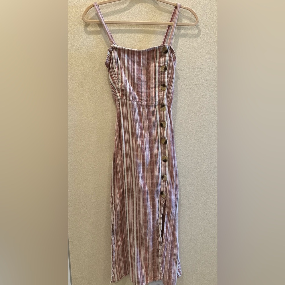 O'Neill Pink & White Striped Button-Front Sundress